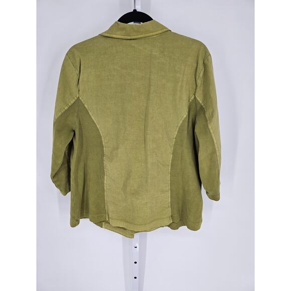 Zenergy By Chico's Women's Green Collared Long Sleeve Button Down Jacket Size 3 - Picture 5 of 5